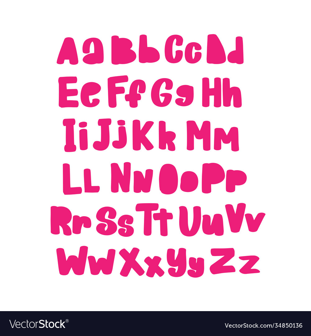 Hand Drawn Rose Brushed Alphabet Pink Sketch Font Vector Image