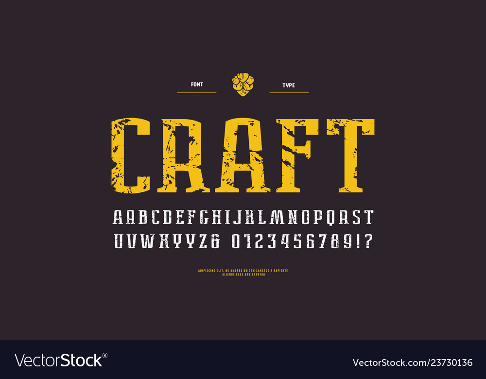 Narrow serif font in urban style Royalty Free Vector Image