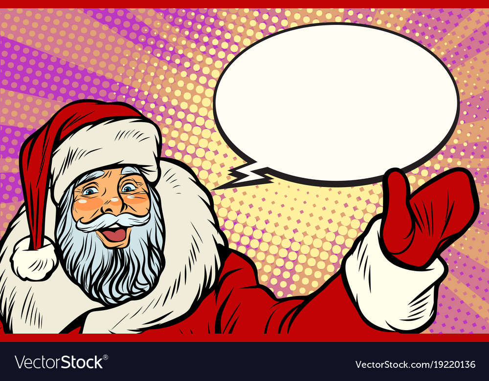 Promoter santa claus with comic bubble Royalty Free Vector