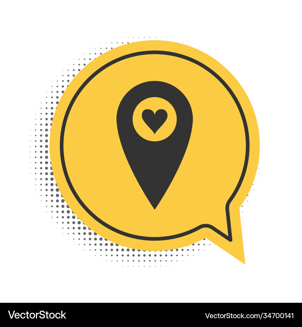 Black map pointer with heart icon isolated Vector Image