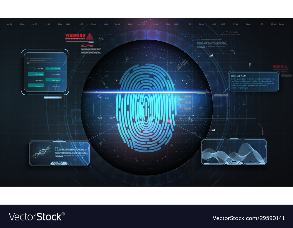 Cyber Security Concept Fingerprint Scanning Vector Image