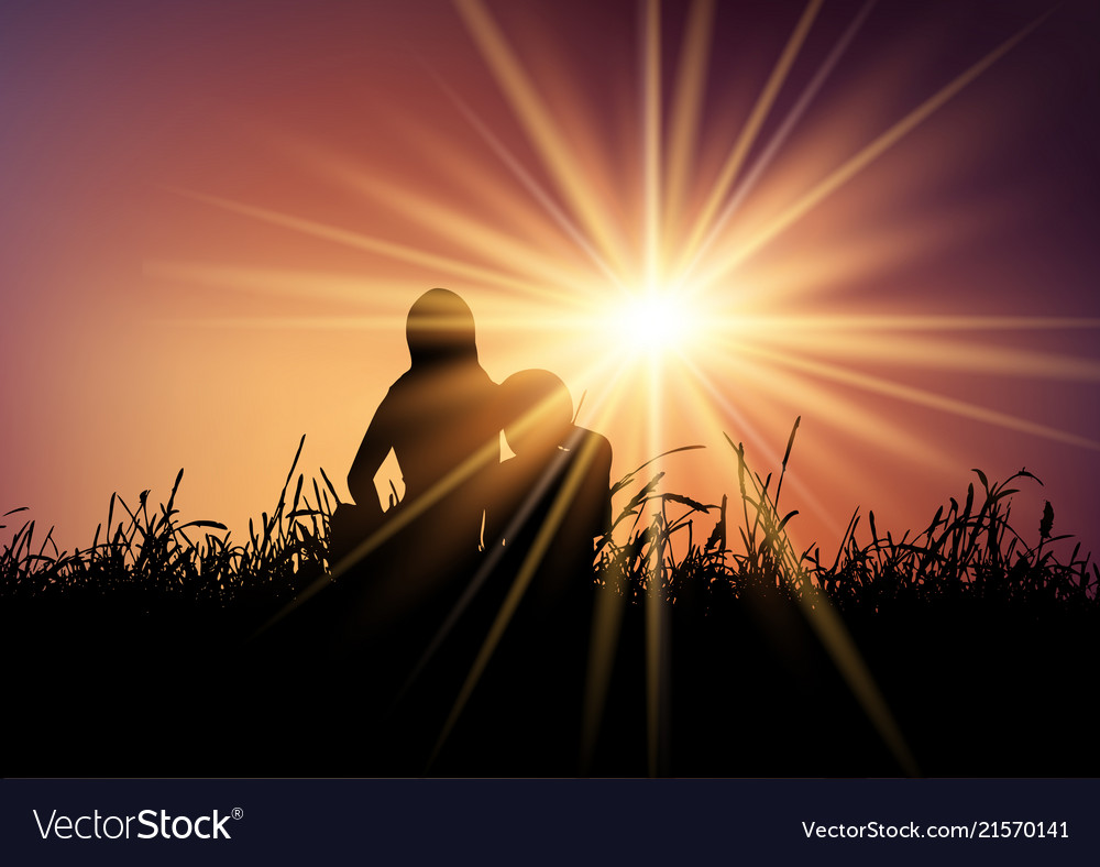 Mother And Son Against Sunset Sky Royalty Free Vector Image 6432