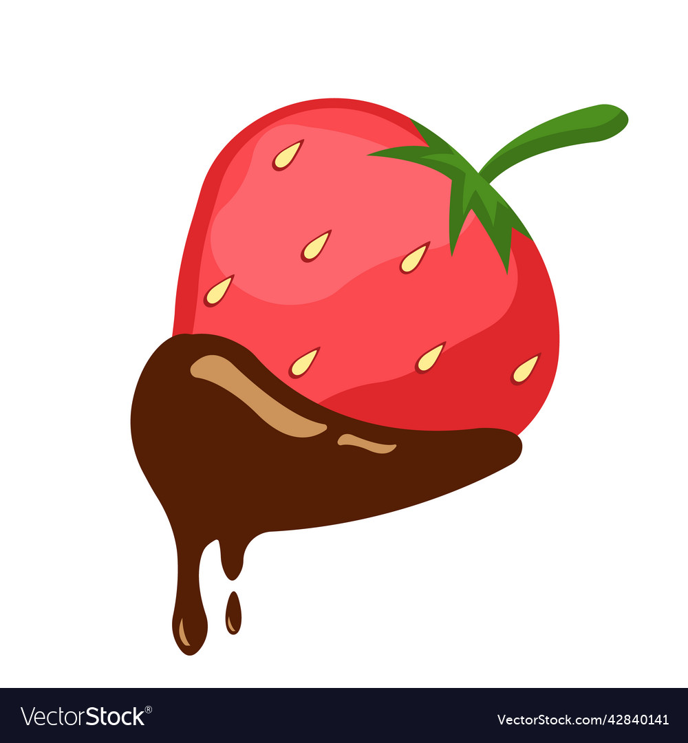 Strawberries covered in liquid chocolate Vector Image