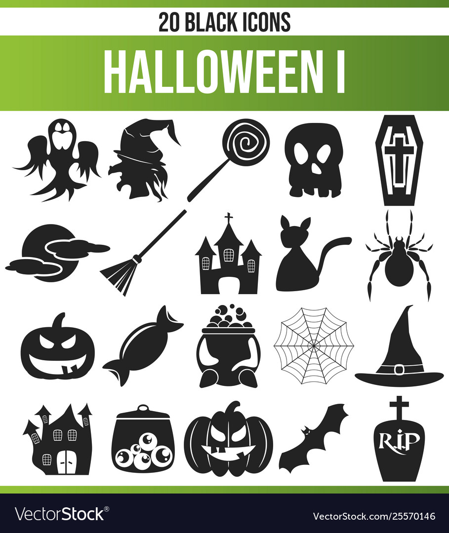 Black icon set halloween i Royalty Free Vector Image