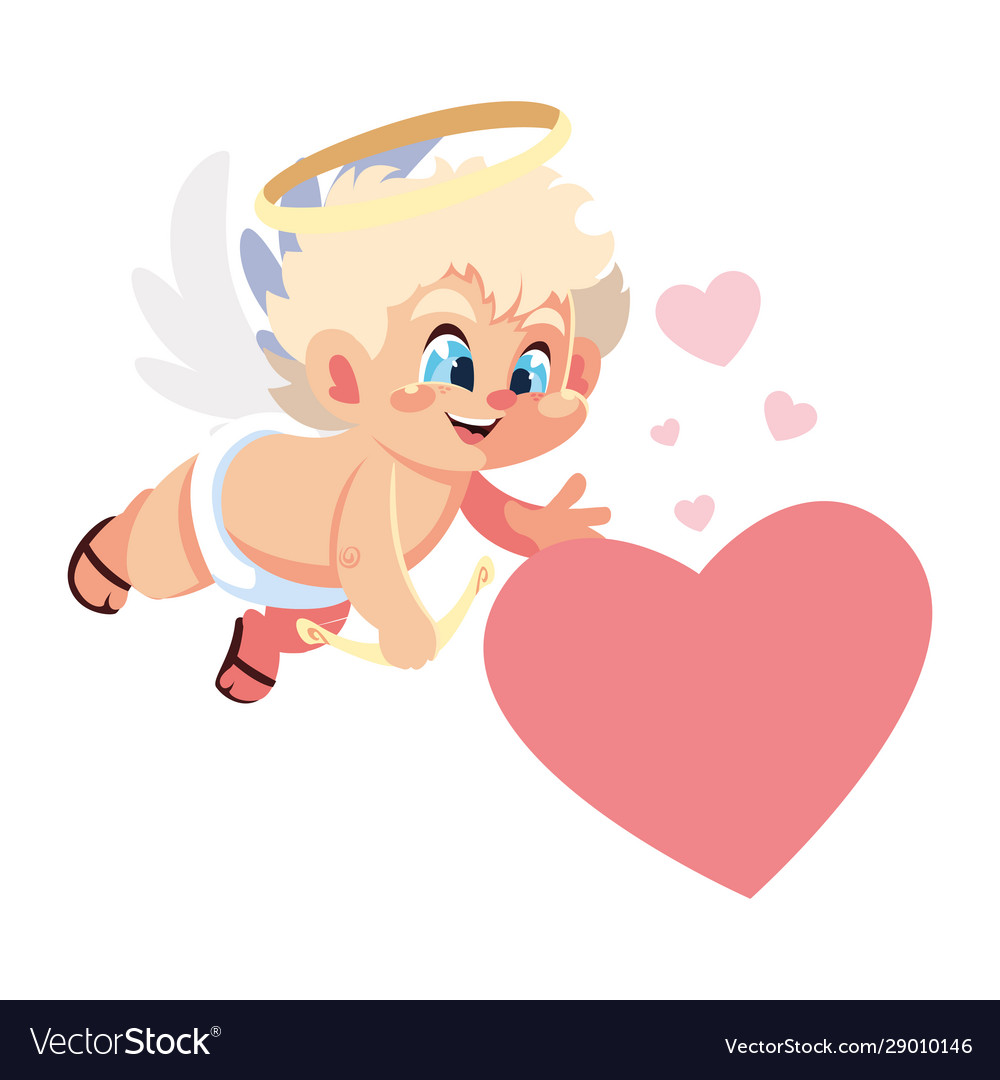 Cupid angel on white background card valentines Vector Image