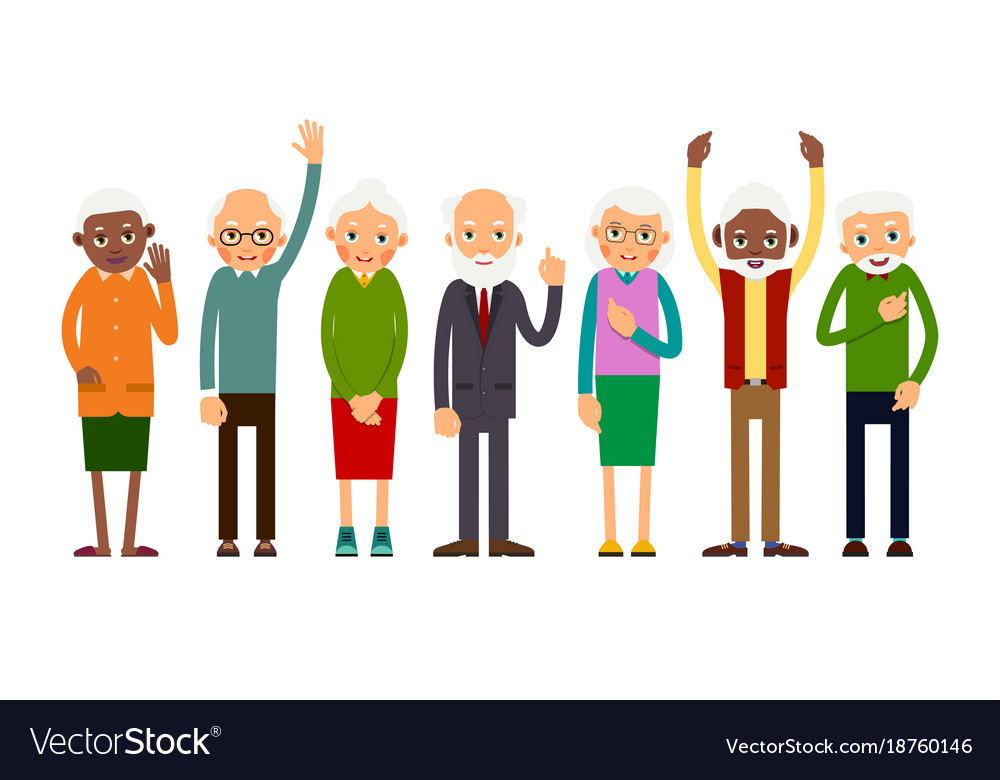 Group Gesticulating Elderly People Royalty Free Vector Image