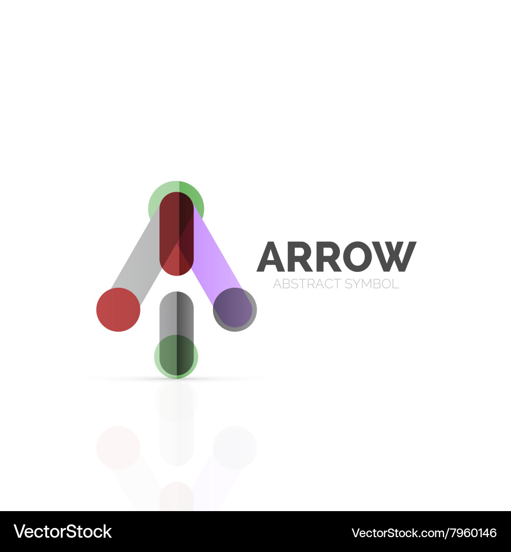 Linear arrow abstract logo connected multicolored Vector Image
