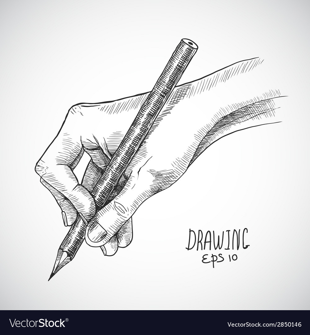 Sketch hand pencil Royalty Free Vector Image - VectorStock