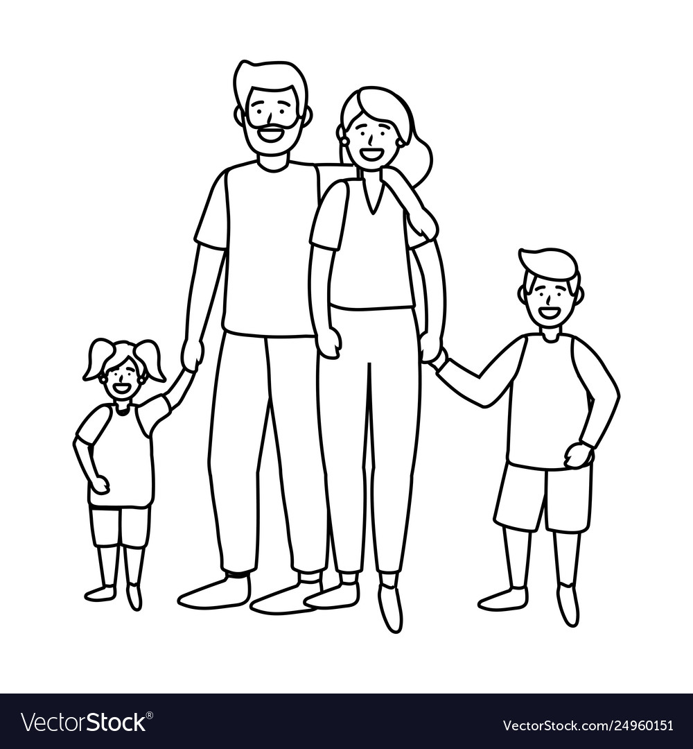 Couple with children Royalty Free Vector Image