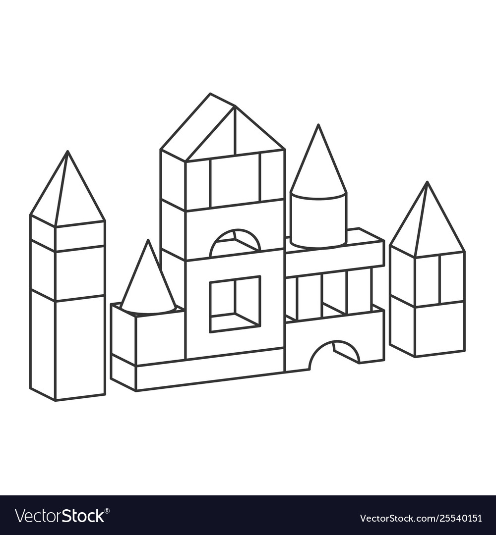 Line style toy building tower Royalty Free Vector Image