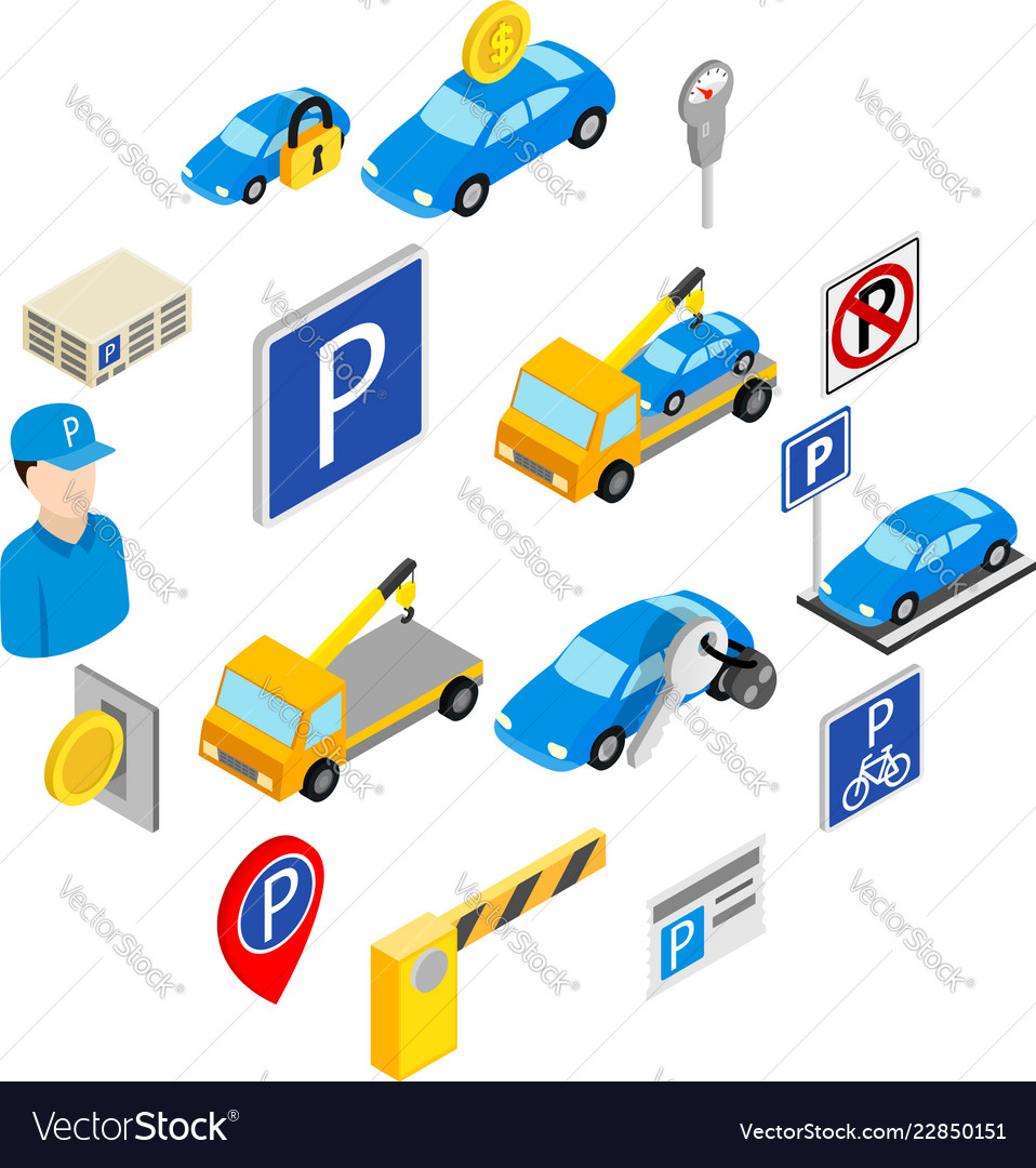 Parking set icons vector image Parking set icons