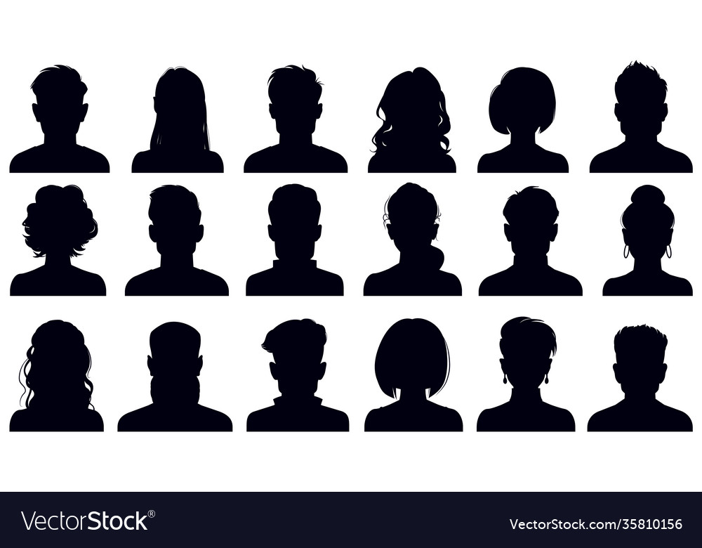 Avatar portrait silhouettes woman and man faces Vector Image