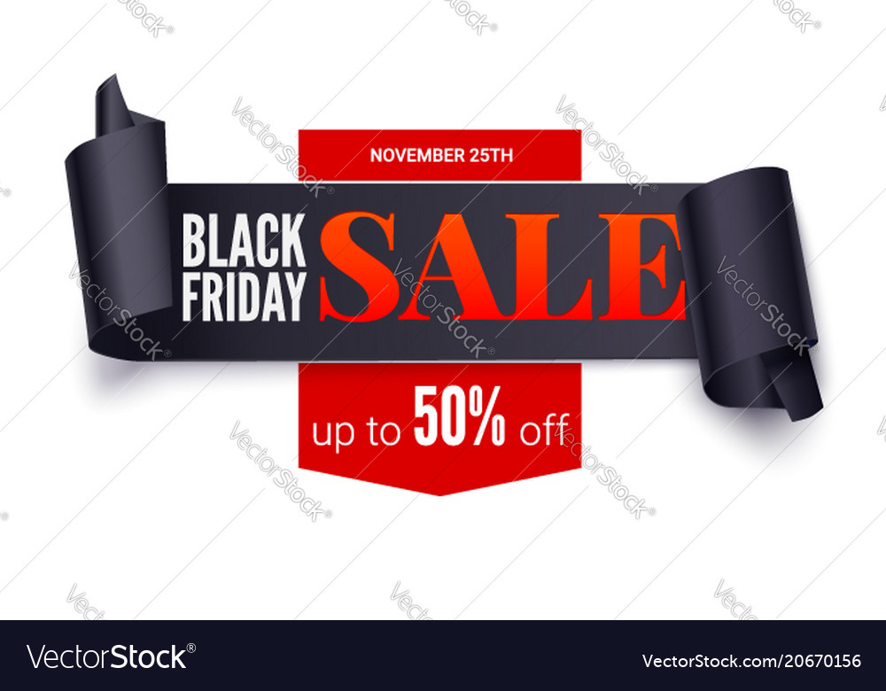 Black friday sale horizontal poster ribbon Vector Image