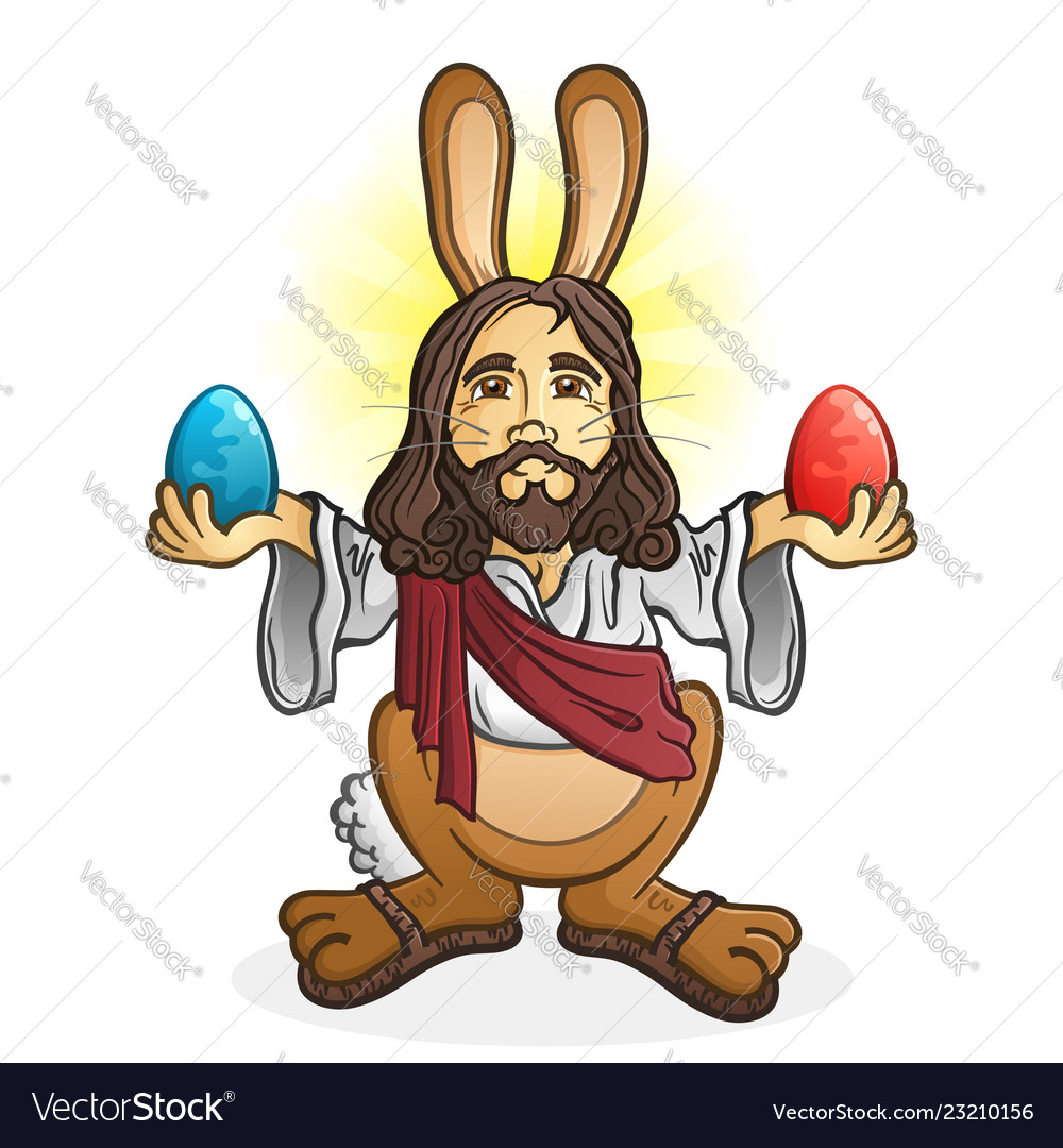 Easter bunny jesus cartoon character Royalty Free Vector