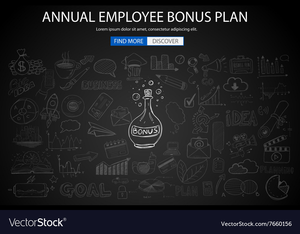 Employee Bonus Benefit Plan Concept With Doodle Vector Image