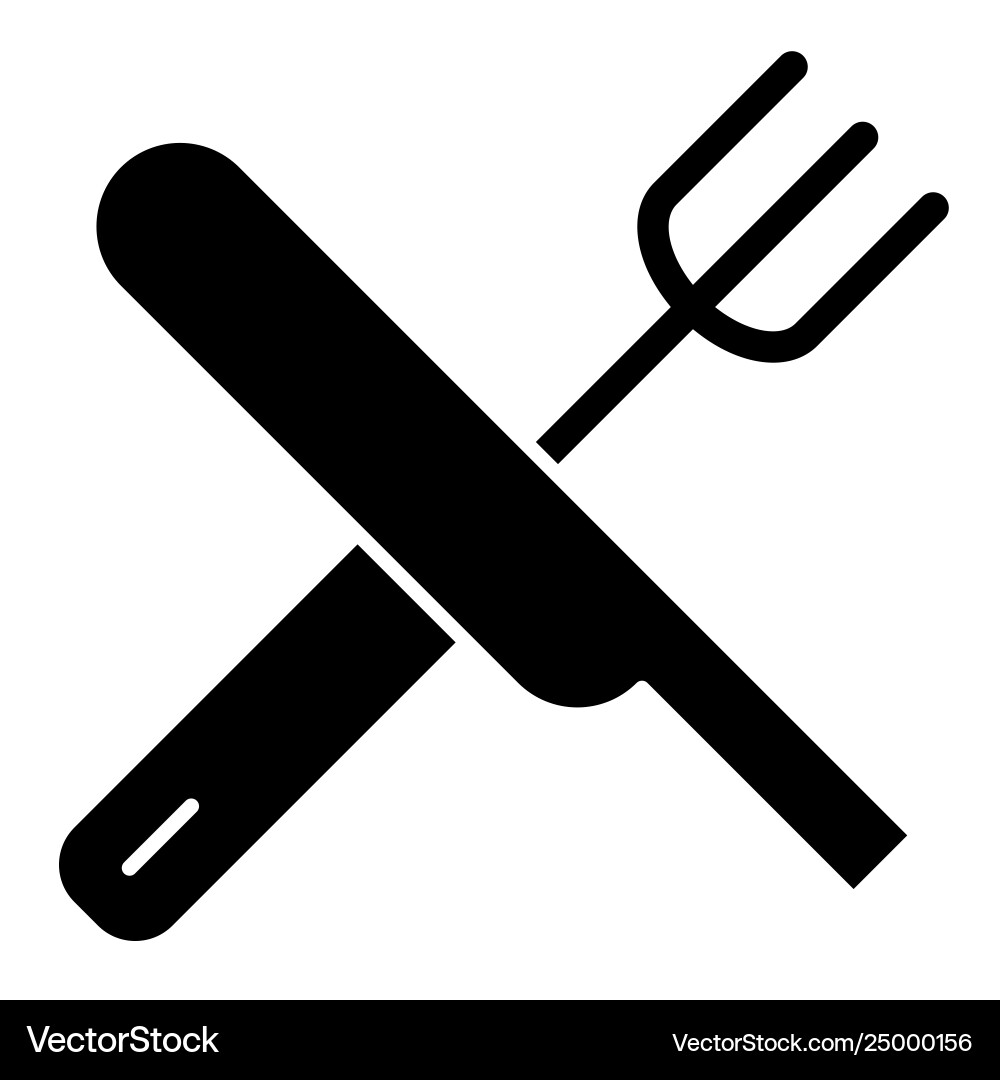 Fork and knife solid icon crossed Royalty Free Vector Image