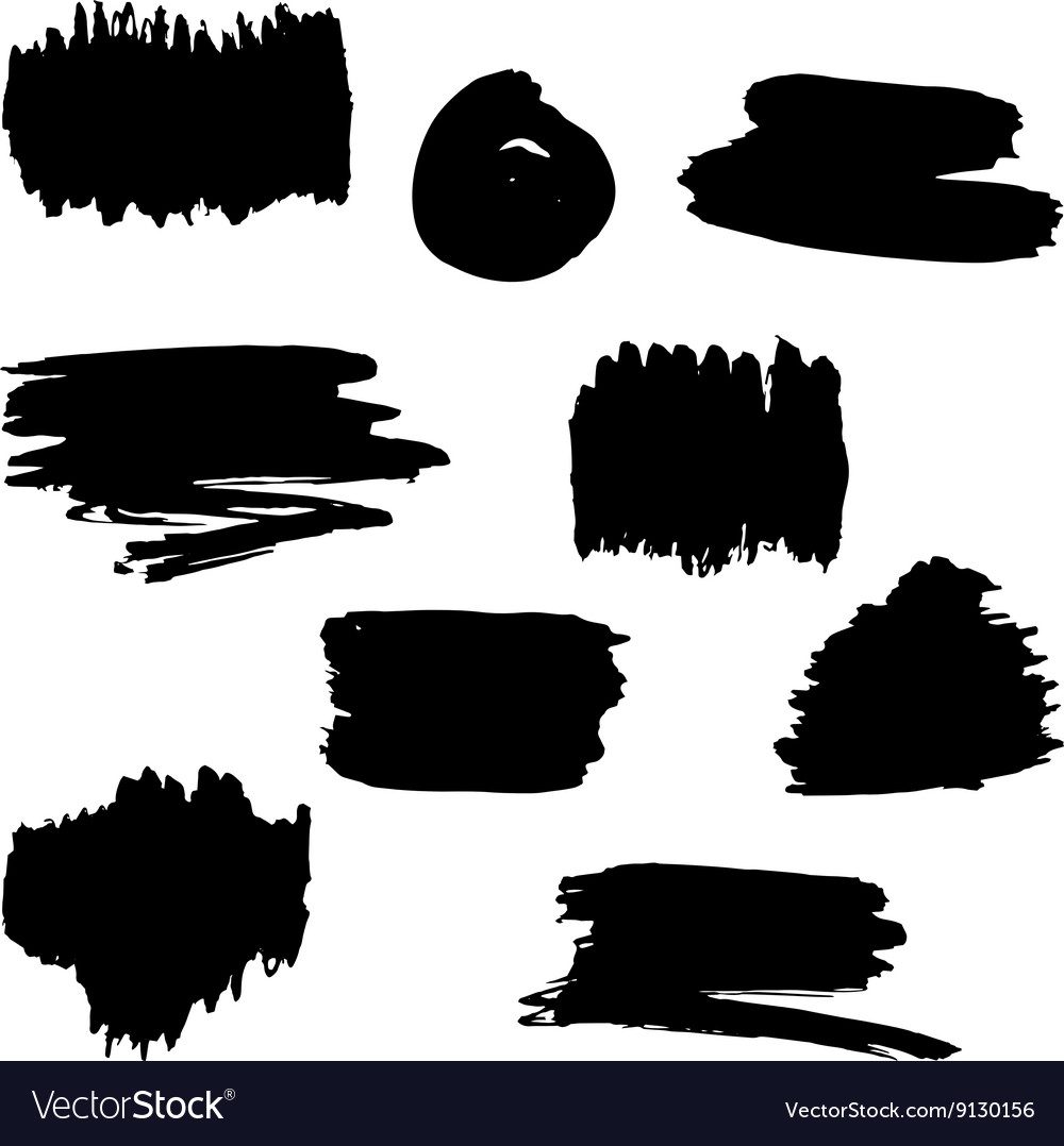 Hand drawn black paint brush frames Royalty Free Vector