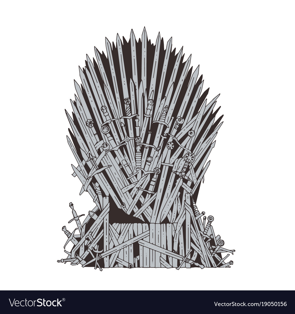 Hand Drawn Iron Throne Of Westeros Made Of Antique