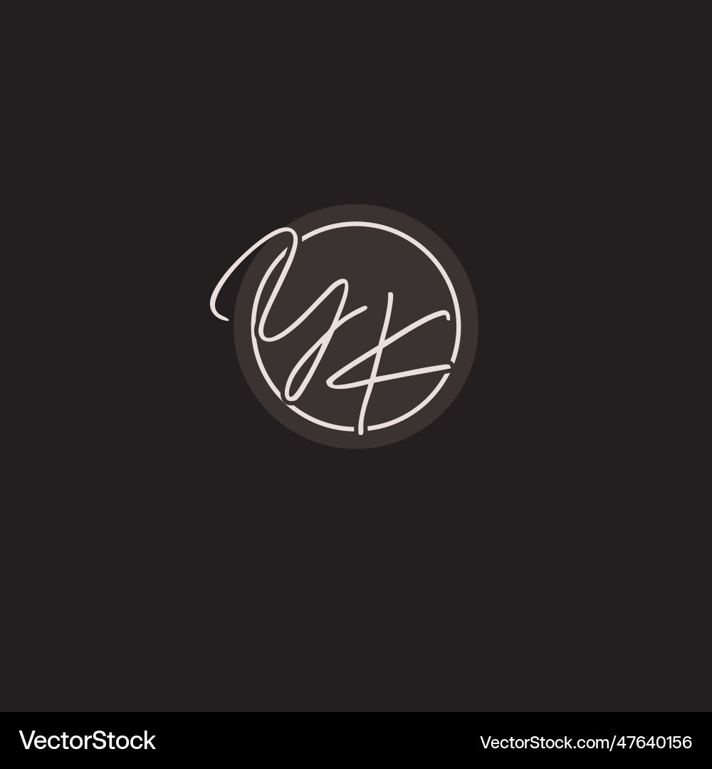 Initials yk logo monogram with simple circle line Vector Image
