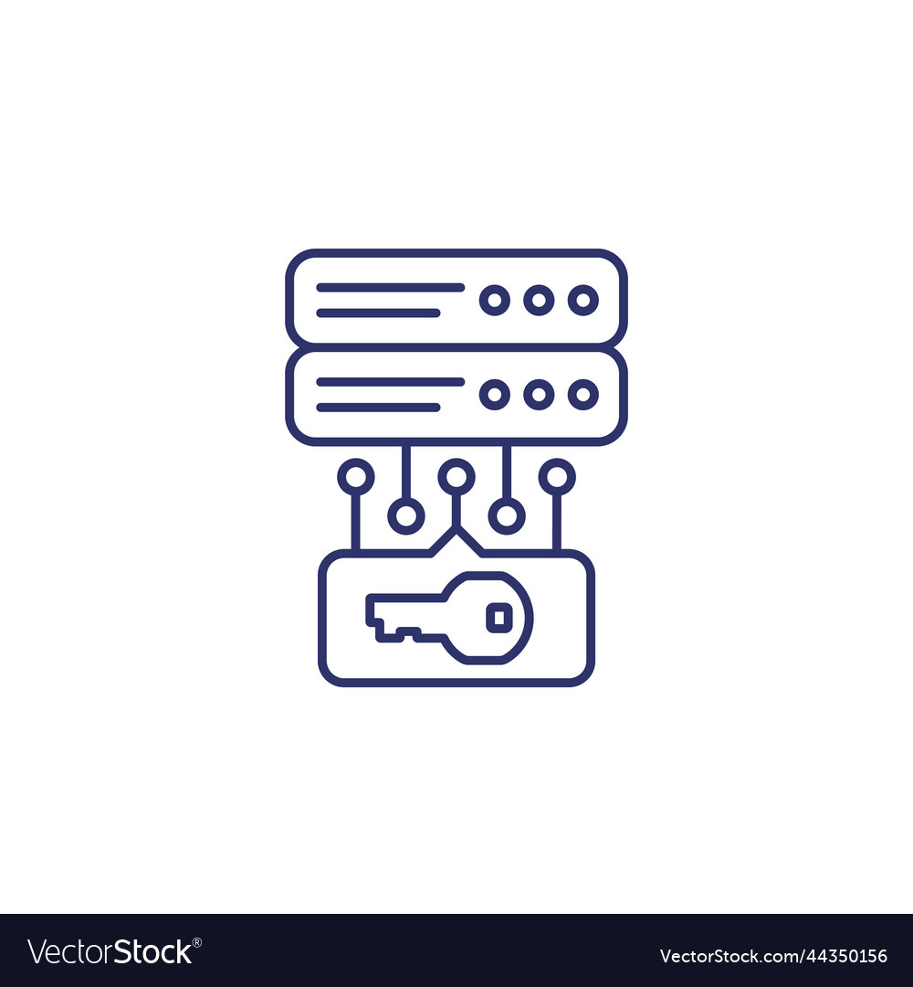 Server and a key access control line icon Vector Image