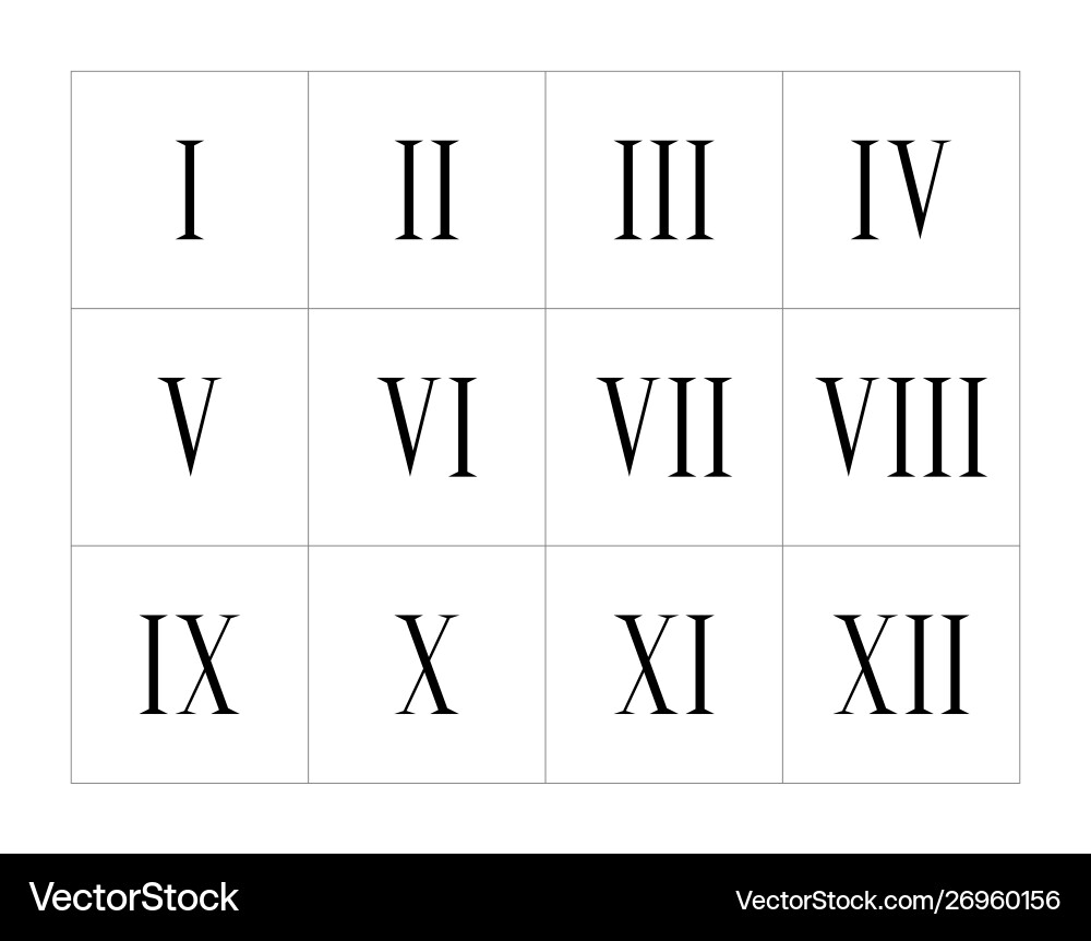 Set roman numerals isolated on white Royalty Free Vector
