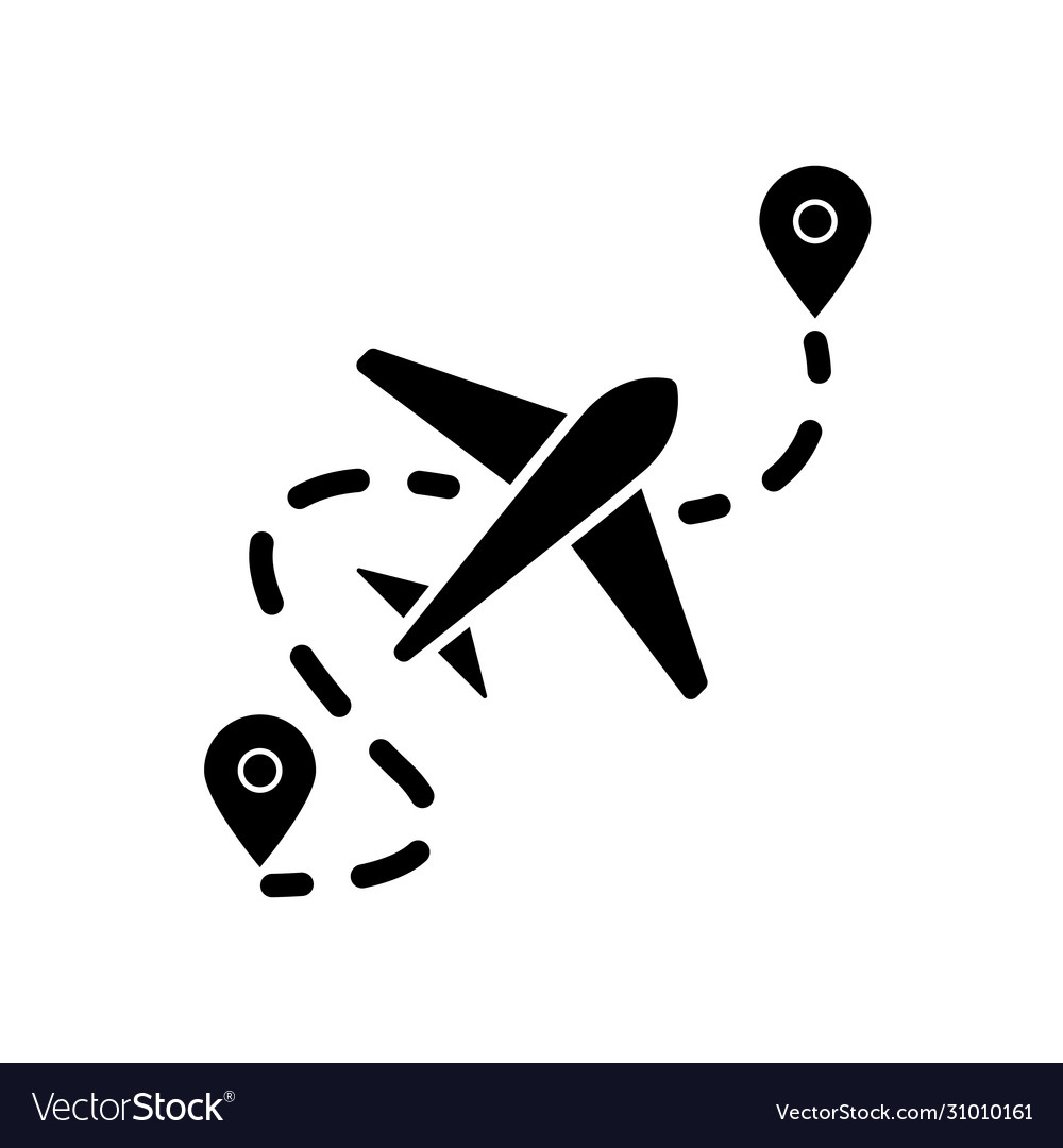 Airplane route flat design long shadow glyph icon Vector Image