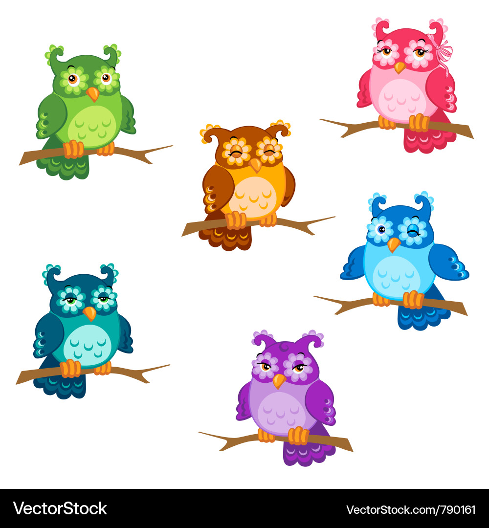 Cartoon owl set Royalty Free Vector Image - VectorStock