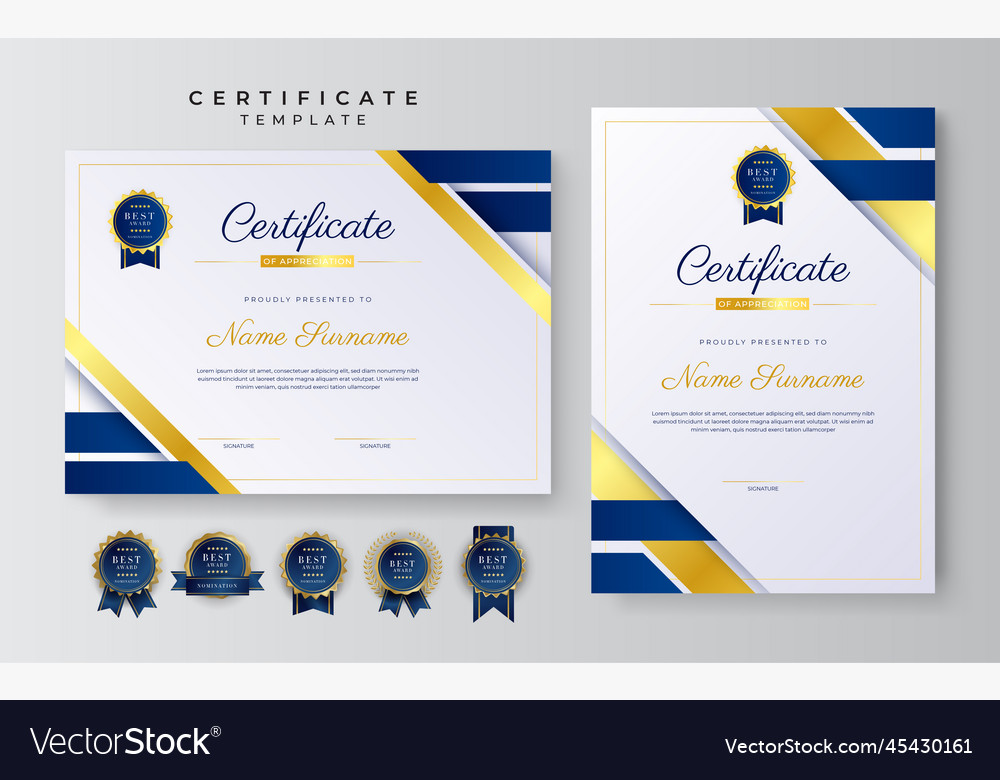 Certificate of appreciation template gold Vector Image