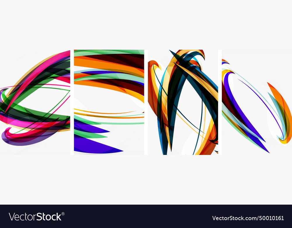 Colorful wave lines poster set for wallpaper Vector Image