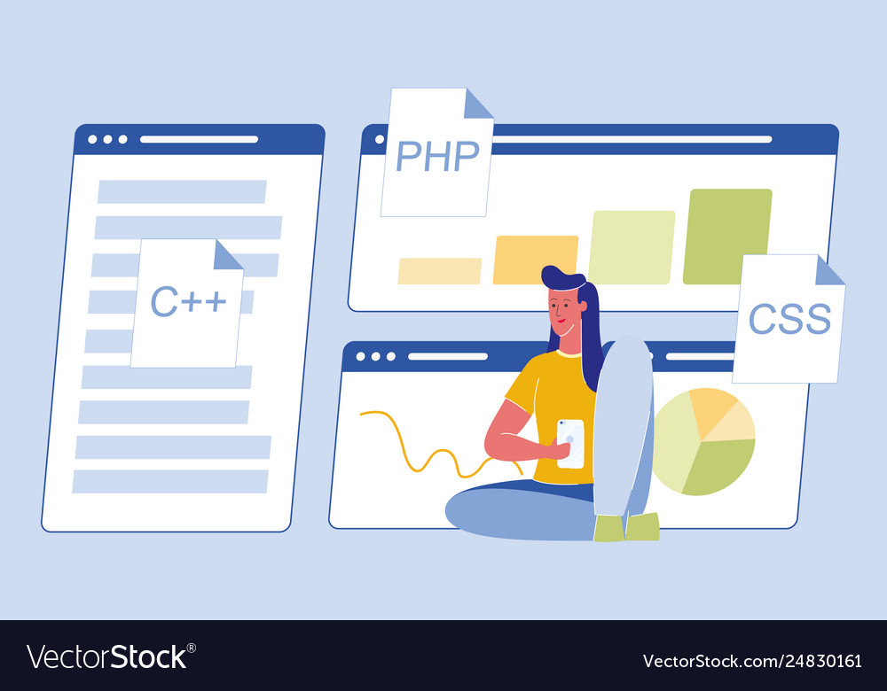 Programming coding cartoon Royalty Free Vector Image