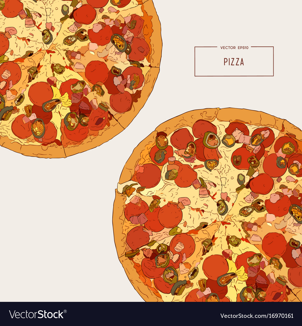 Top view of pizza sketch Royalty Free Vector Image