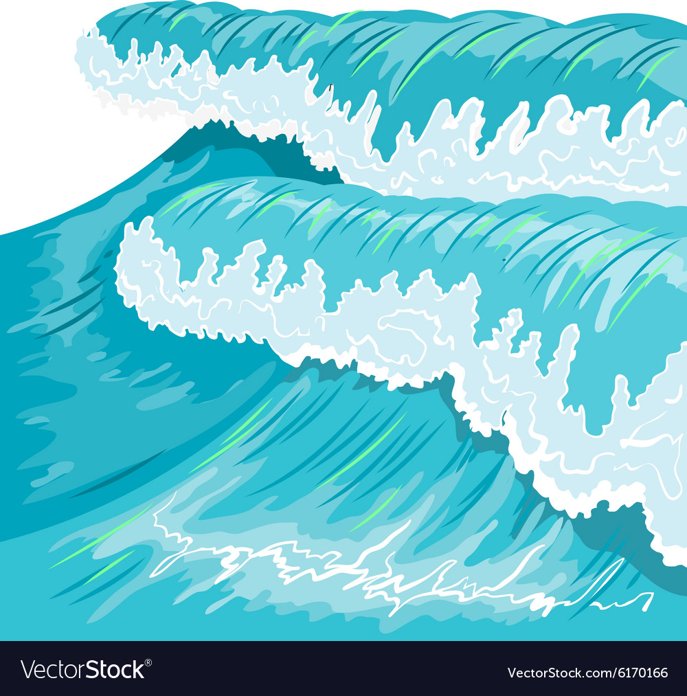 Blue High Ocean Wave Surge Wave Royalty Free Vector Image