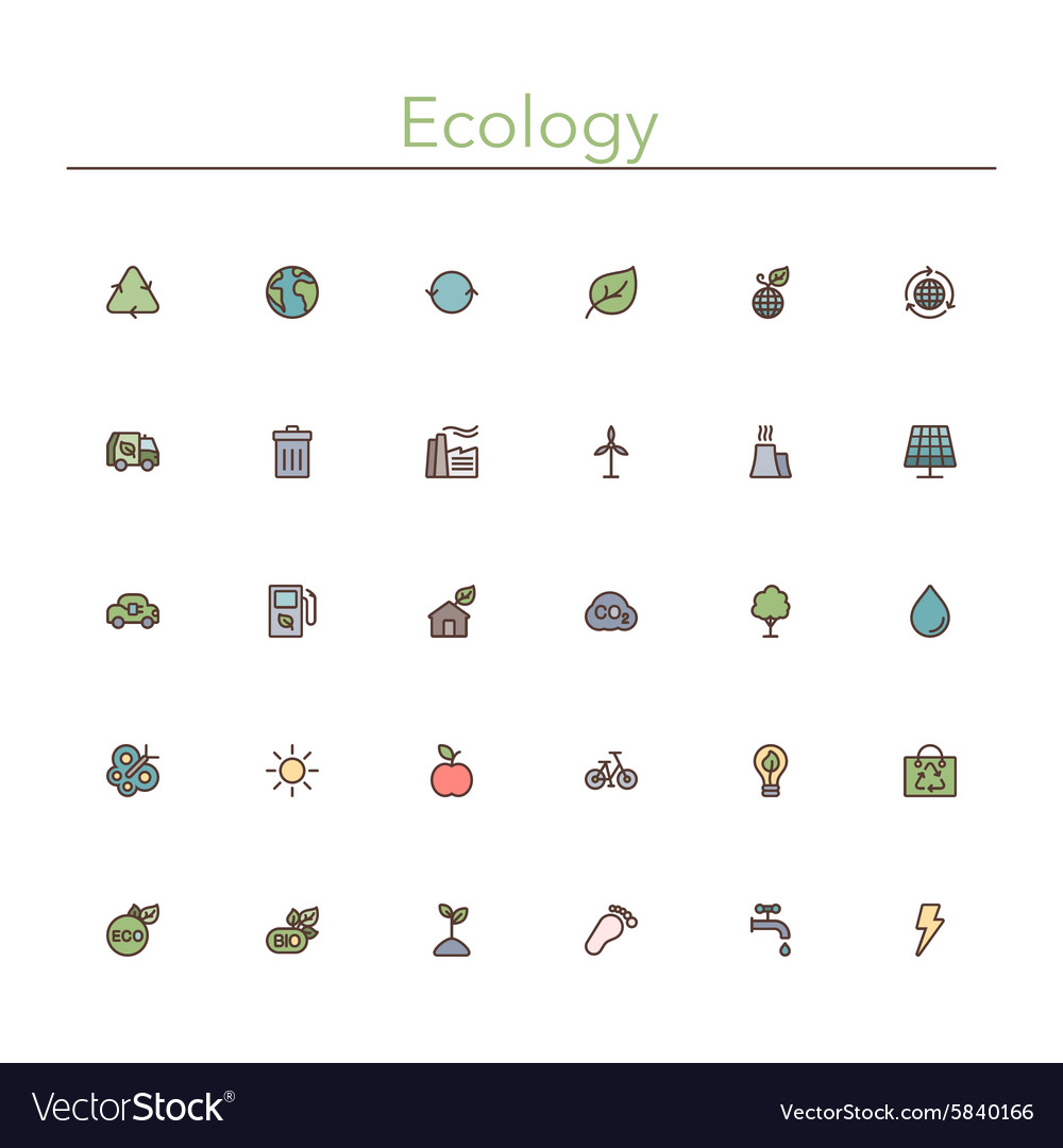 Ecology colored line icons Royalty Free Vector Image