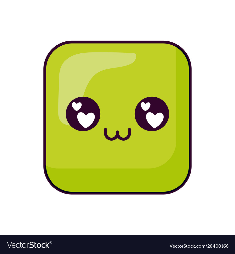 Happy square kawaii cartoon design Royalty Free Vector Image