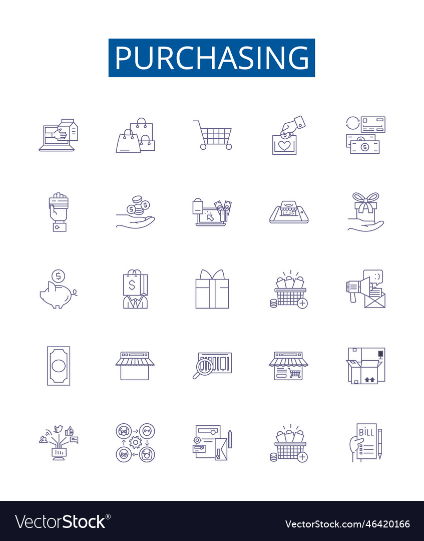 Purchasing line icons signs set design collection