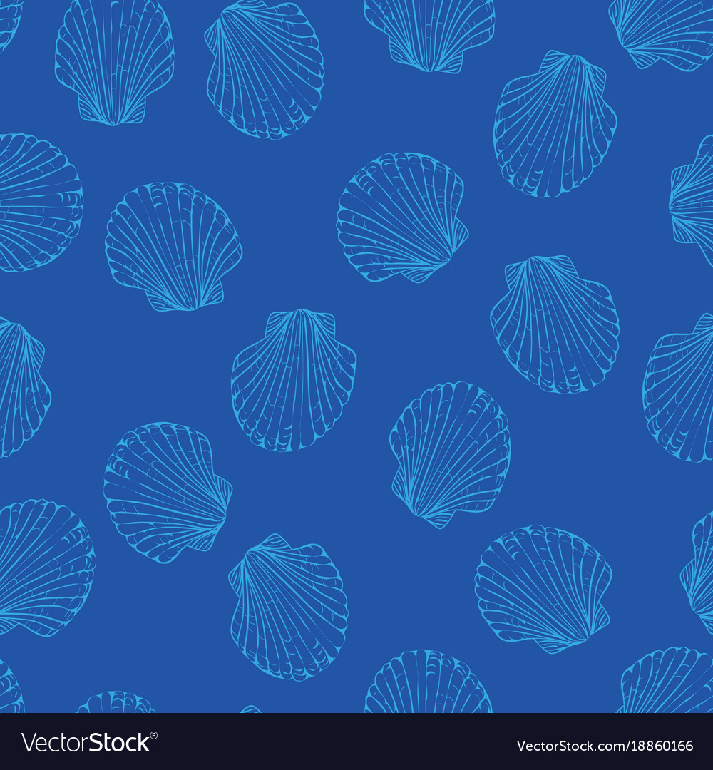 Seamless pattern with hand drawn scallop shells Vector Image