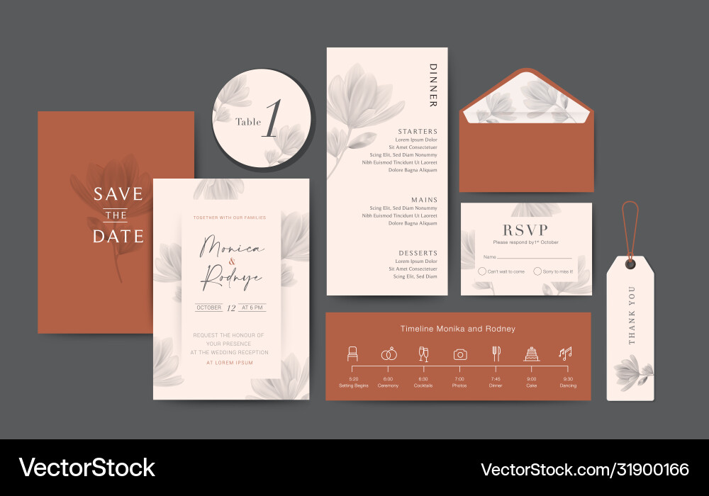 Set wedding card Royalty Free Vector Image - VectorStock