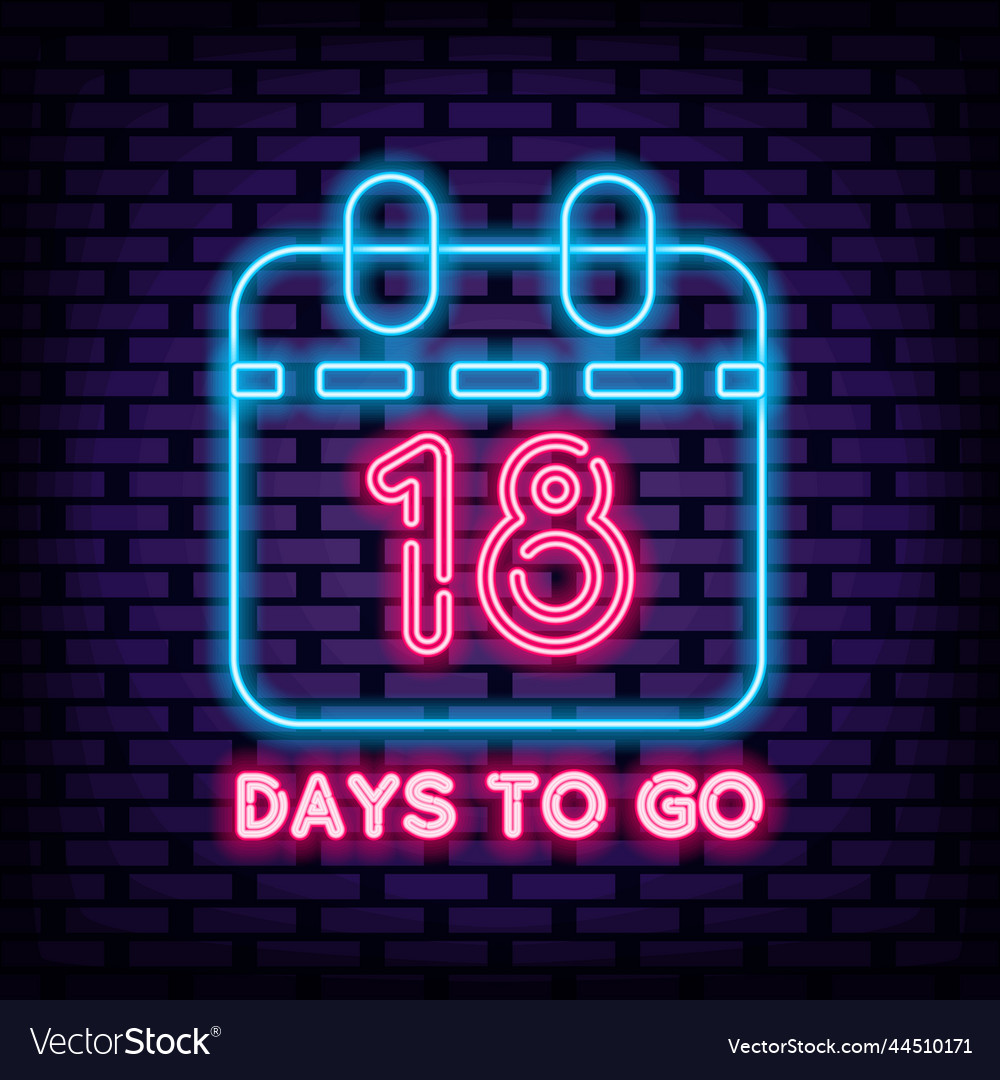 18-days-to-go-neon-sign-on-brick-wall-royalty-free-vector