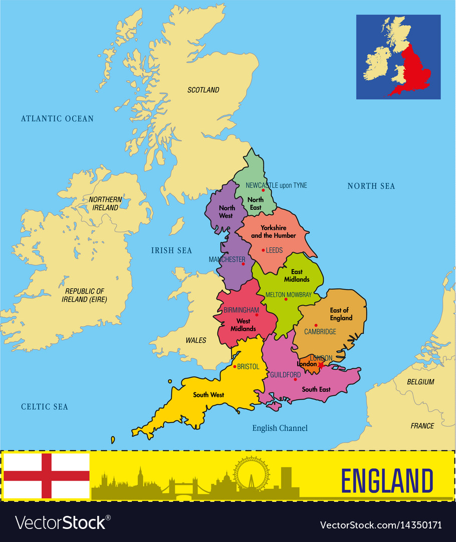 Map Of England Split Into Regions