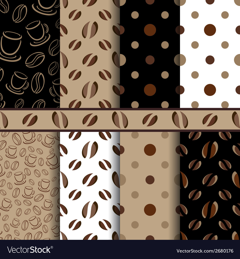 Coffee beans seamless pattern - set Royalty Free Vector