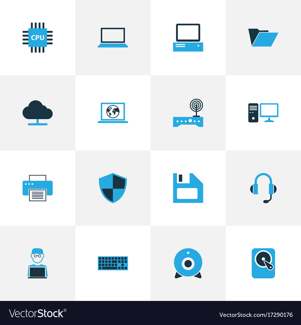 Computer colorful icons set collection Royalty Free Vector