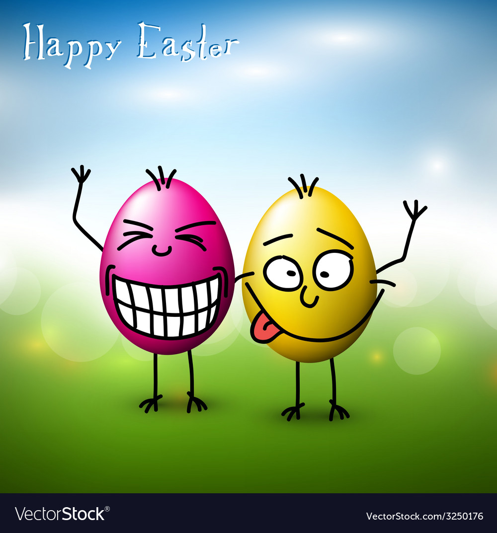 Funny easter eggs happy easter card Royalty Free Vector