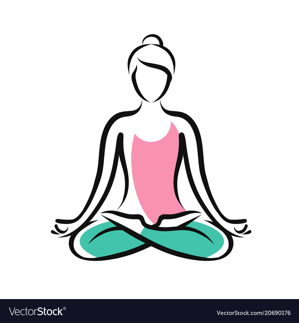 Girl sitting in lotus pose yoga fitness logo or Vector Image