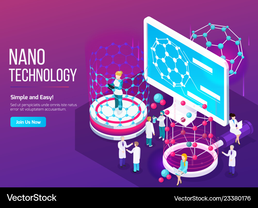 Nanotechnology isometric composition Royalty Free Vector