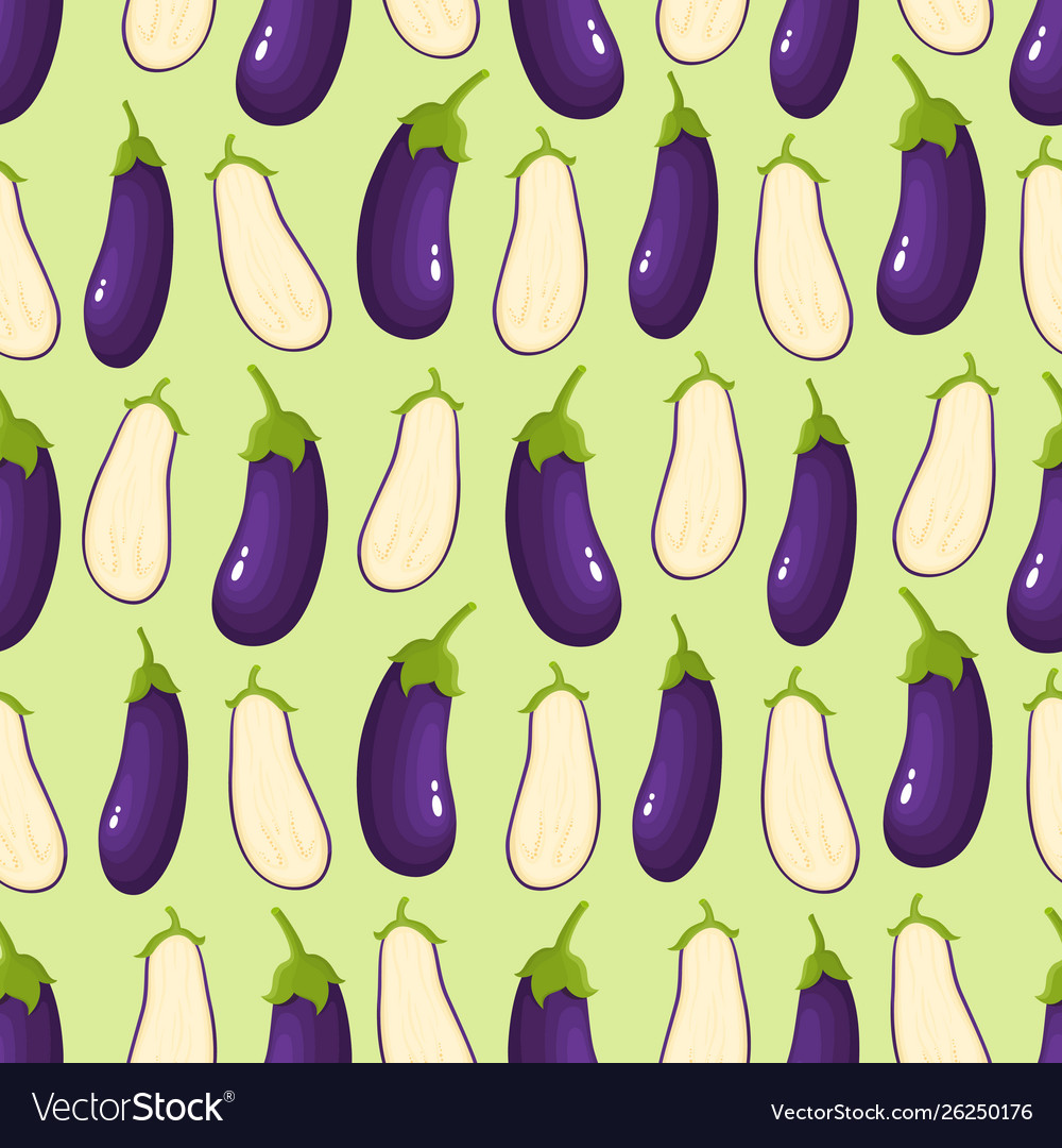 Seamless pattern with cartoon eggplants