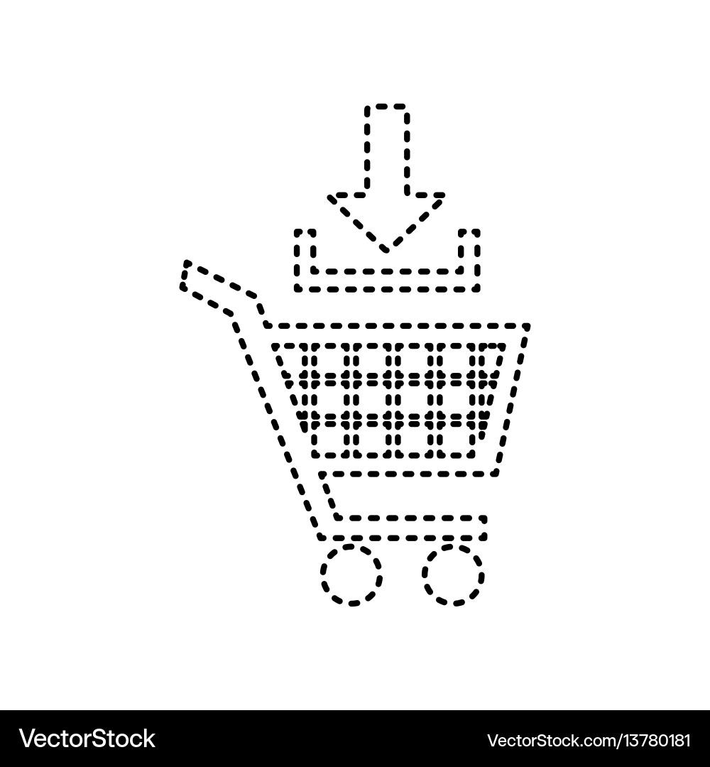 Add to shopping cart sign black dashed Royalty Free Vector