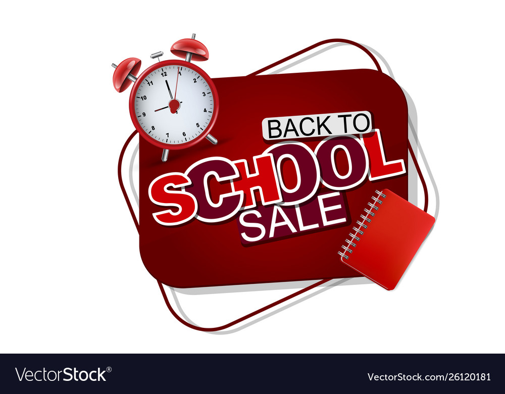 Back to school sale banner in red color Royalty Free Vector