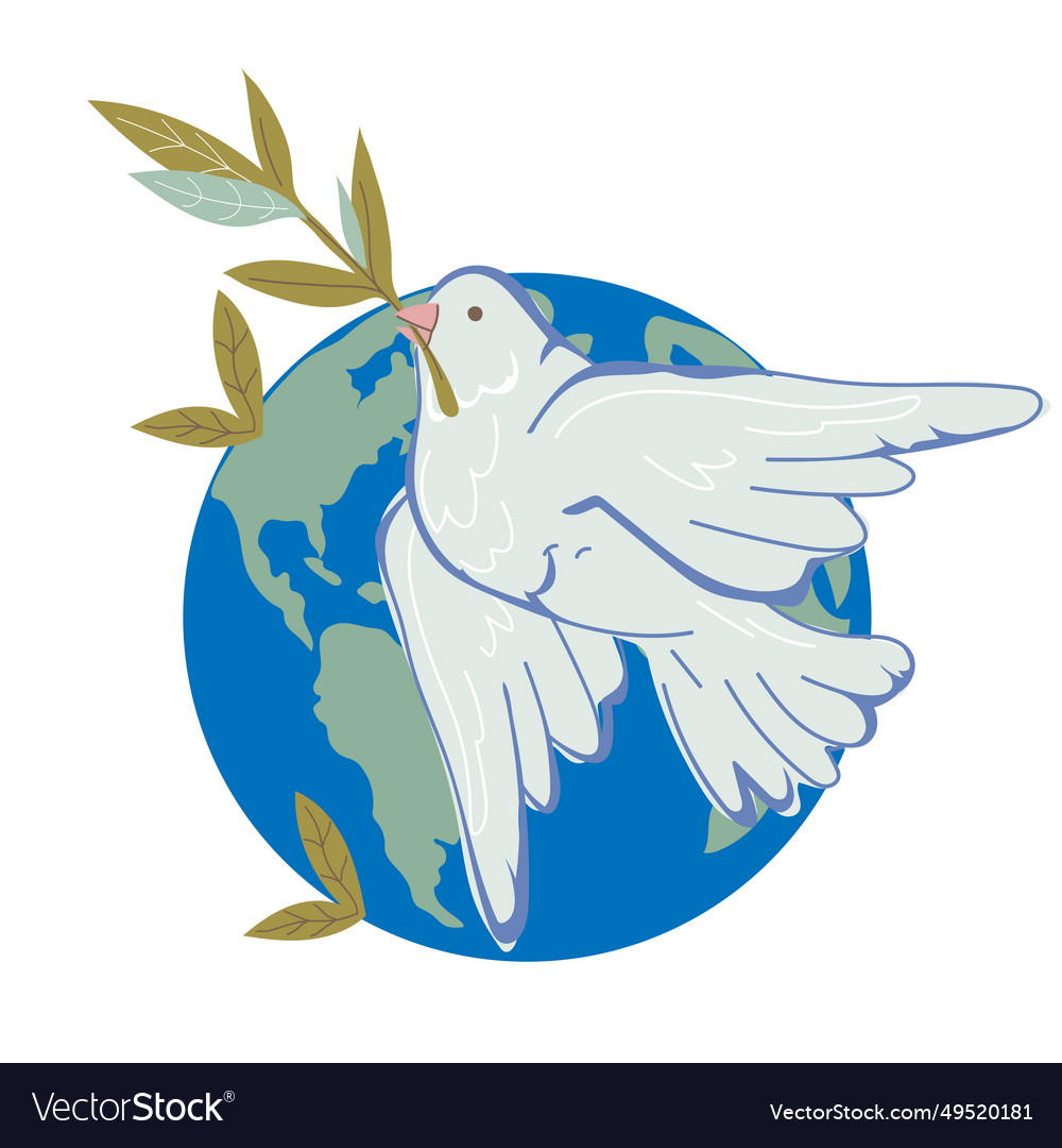 Dove with olive branch symbol of peace Royalty Free Vector