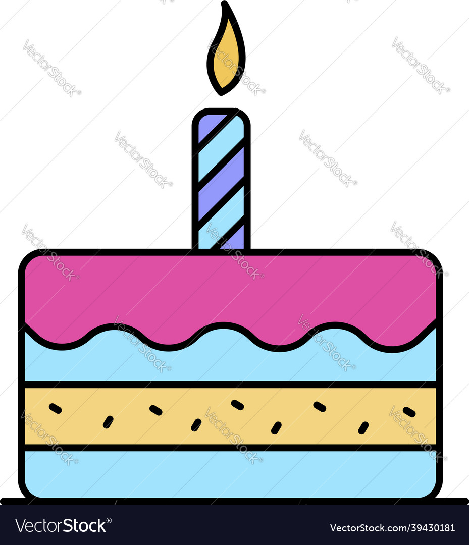 First birthday cake icon color outline Royalty Free Vector