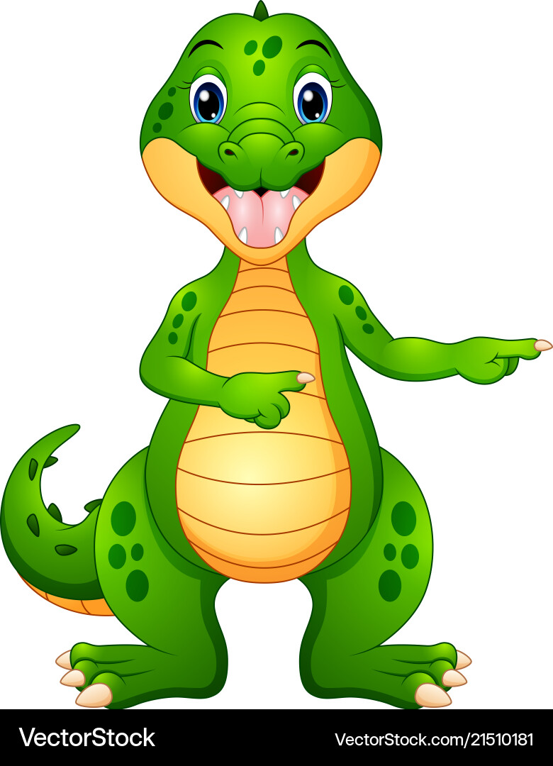 Funny Crocodile Cartoon Pointing Royalty Free Vector Image
